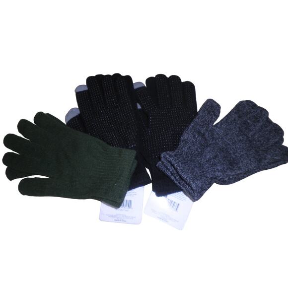 Mens Mission Ridge 4-pack Knitted Gloves, 2 Gripper Palm Gloves and 2 Regular. - Picture 2 of 2